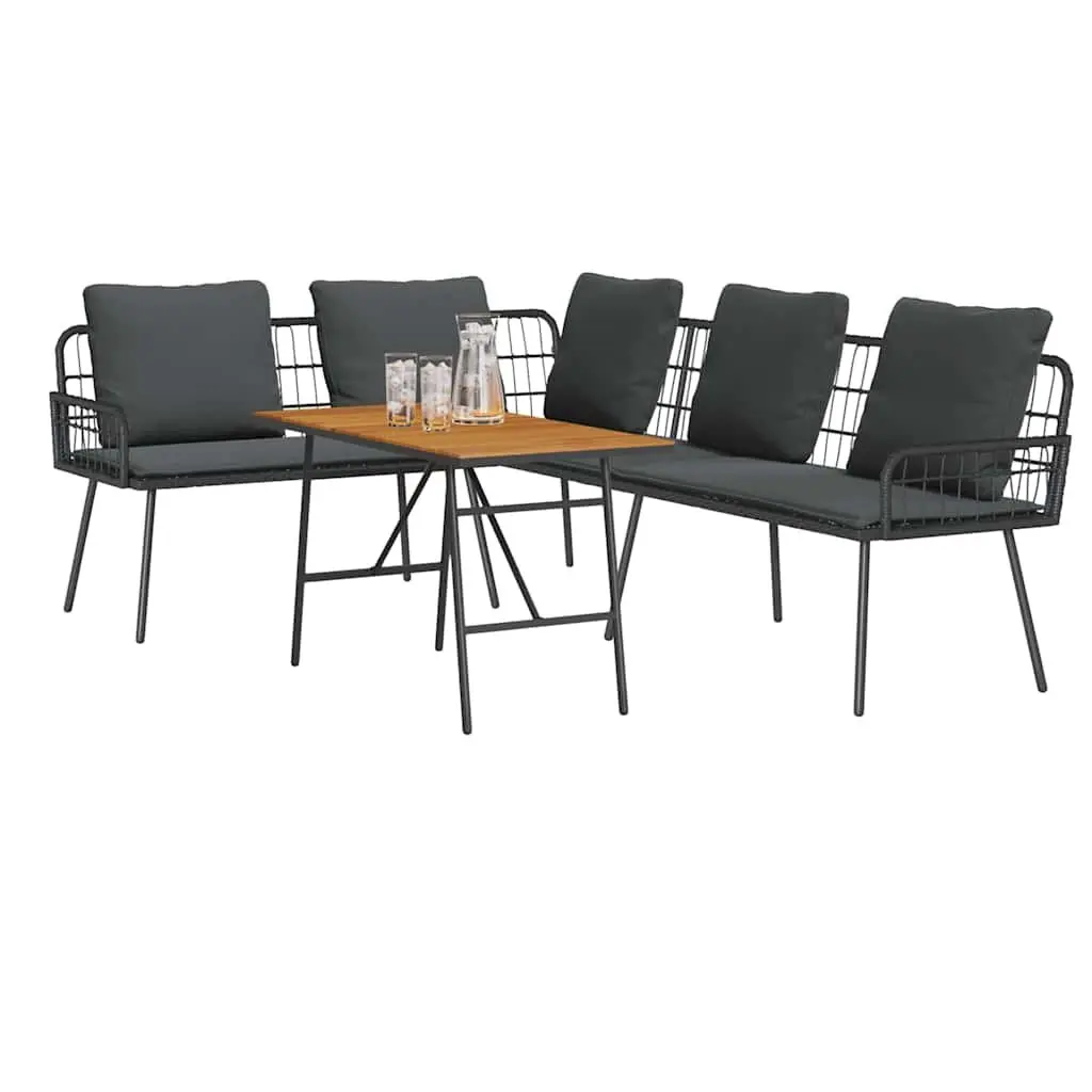 Garden Sofa Set 2 Piece Outdoor Furniture Black Poly Rattan Patio Lounge Seating