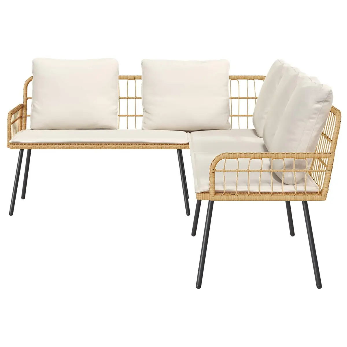 Outdoor Seating Set 2 Piece Beige Poly Rattan with Cushions for Garden and Terrace
