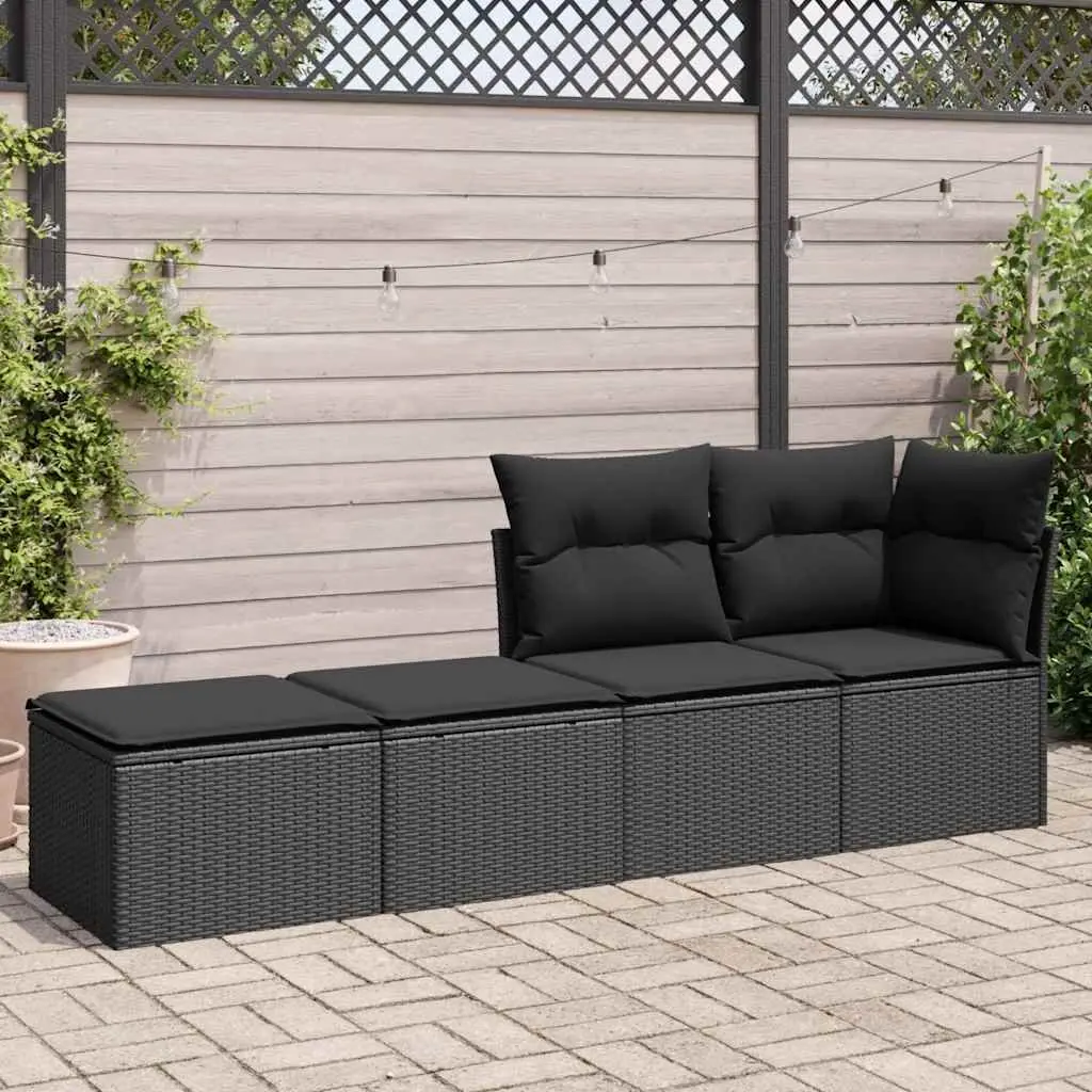 Garden Sofa Set 2 Piece Outdoor Furniture Patio Lounge Chair with Cushions Black