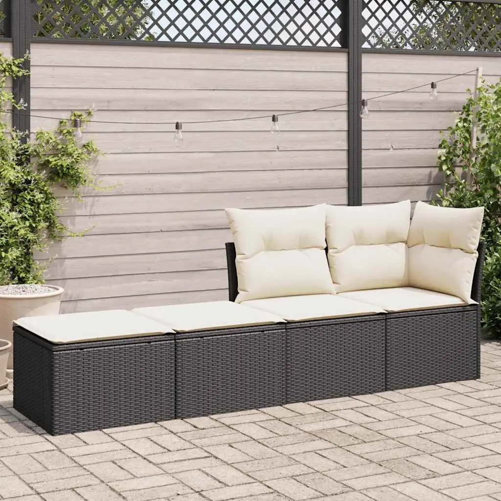 Outdoor Garden Sofa Set 2 Piece with Cushions Black Rattan Patio Furniture