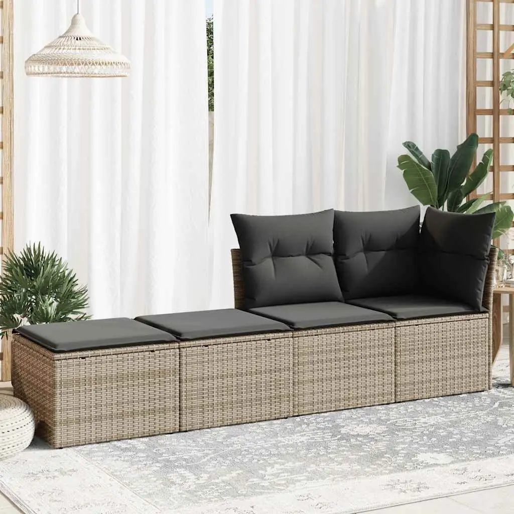 Garden Sofa Set Grey Poly Rattan 2 Piece Outdoor Furniture with Cushions