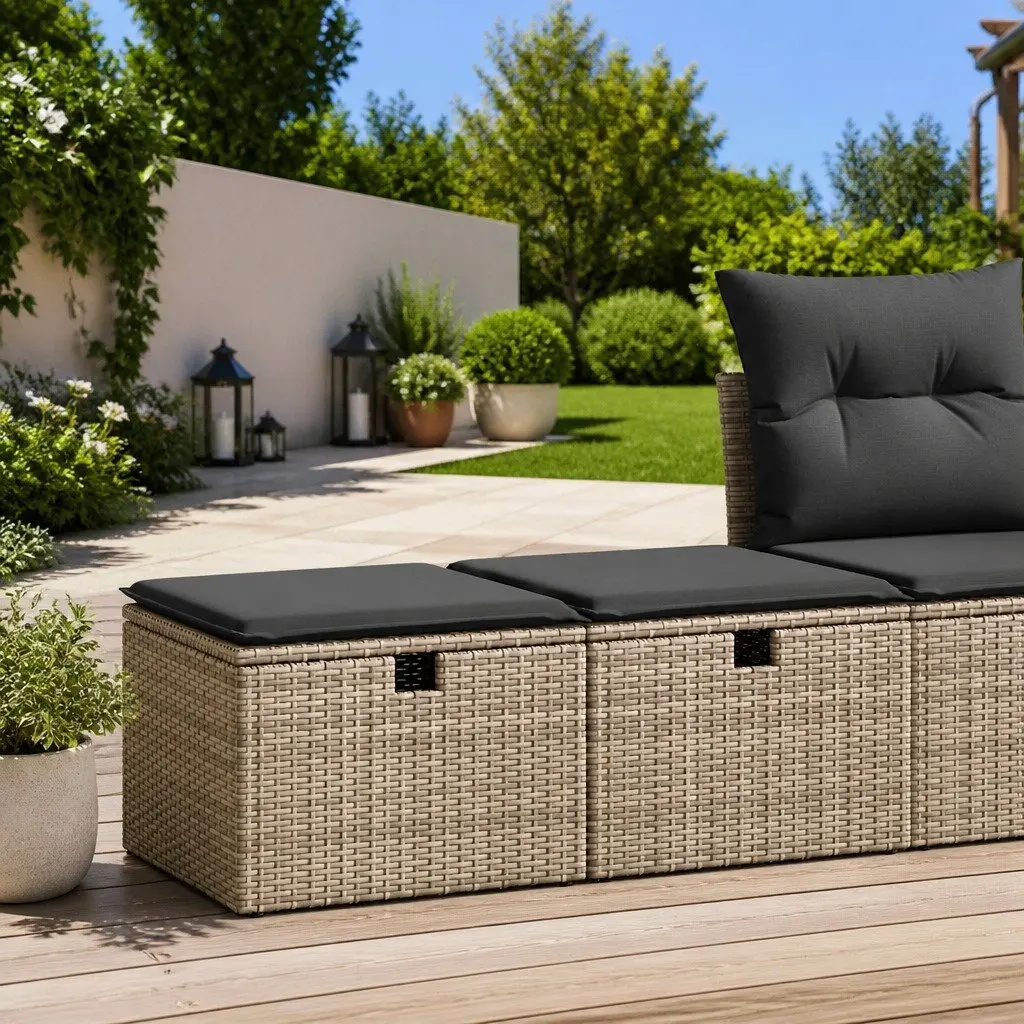 Garden Sofa Set 2 Piece Outdoor Furniture with Cushions Storage Grey Patio