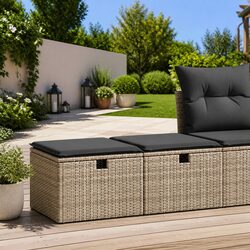 Garden Sofa Set 2 Piece Outdoor Furniture with Cushions Storage Grey Patio