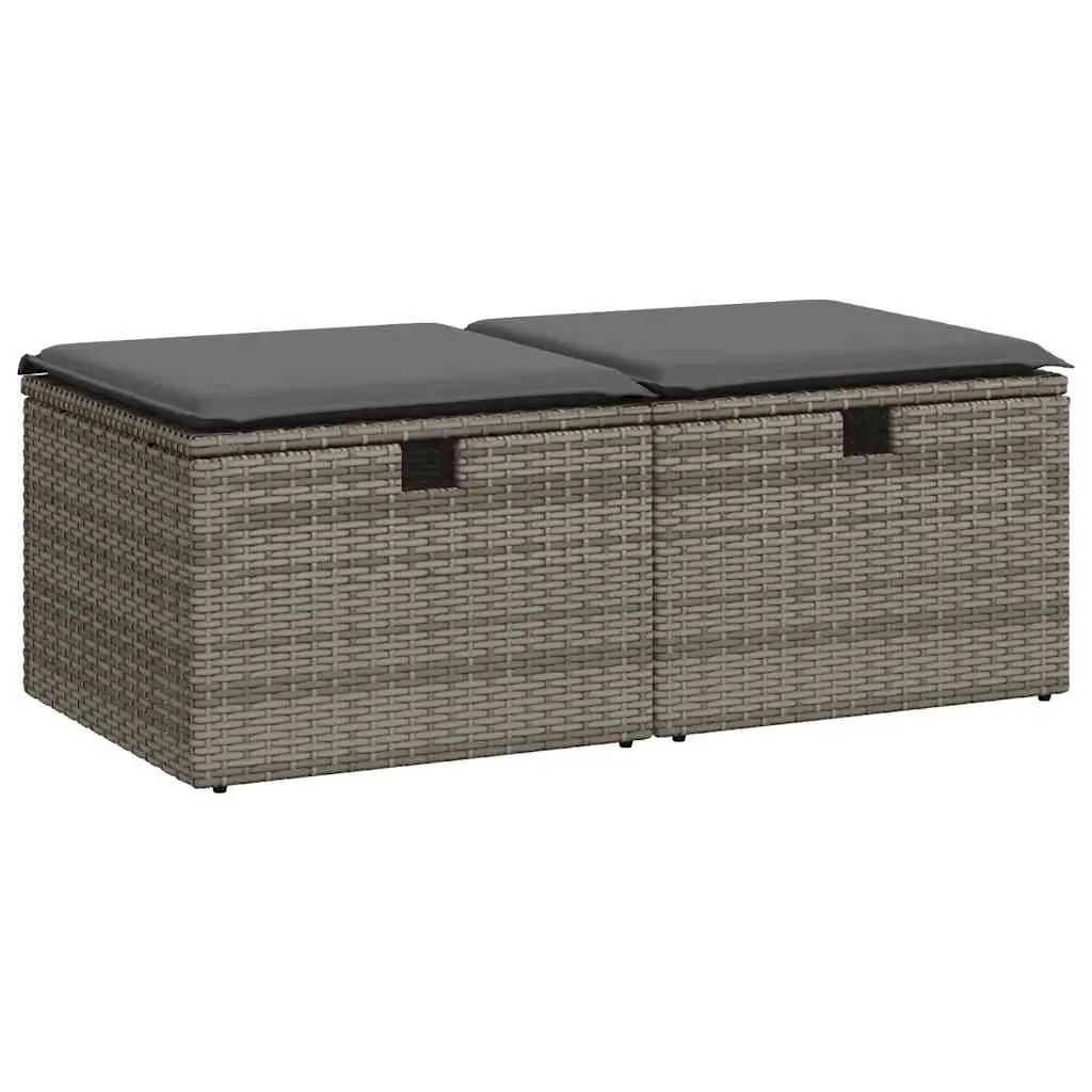Garden Sofa Set 2 Piece Outdoor Furniture with Cushions Storage Grey Patio