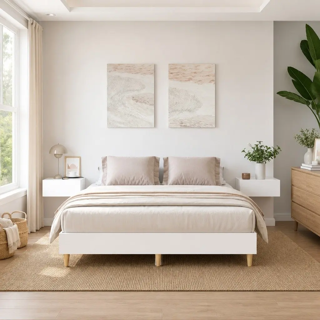 Bed Frame Slatted Base White 150x200cm Engineered Wood