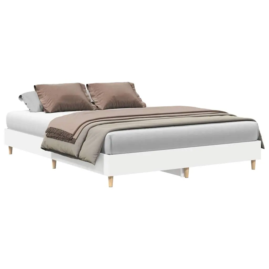 Bed Frame Slatted Base White 150x200cm Engineered Wood