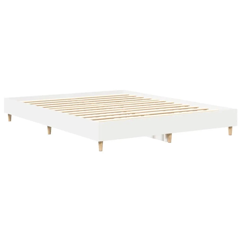 Bed Frame Slatted Base White 150x200cm Engineered Wood