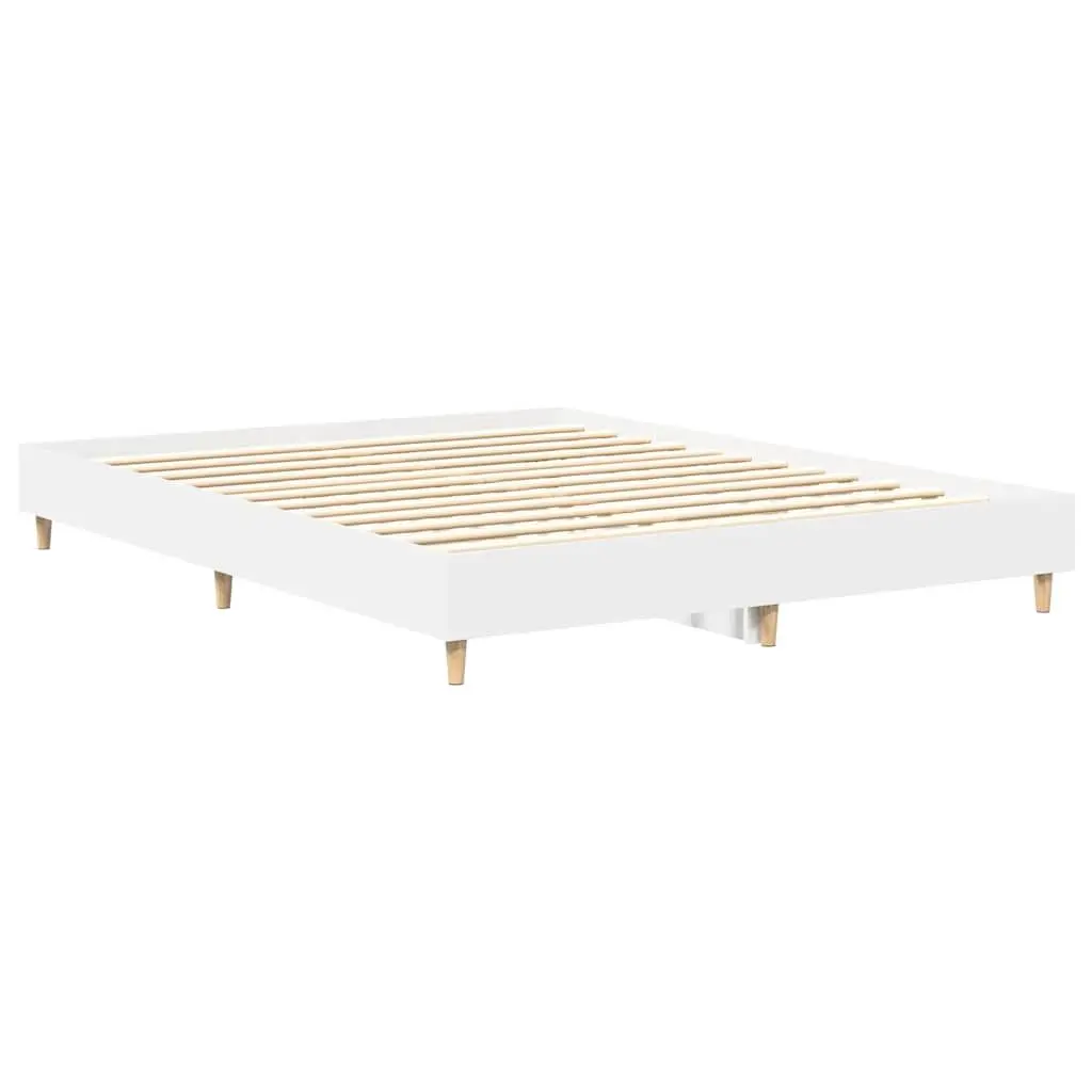 Bed Frame Slatted Base White 150x200cm Engineered Wood