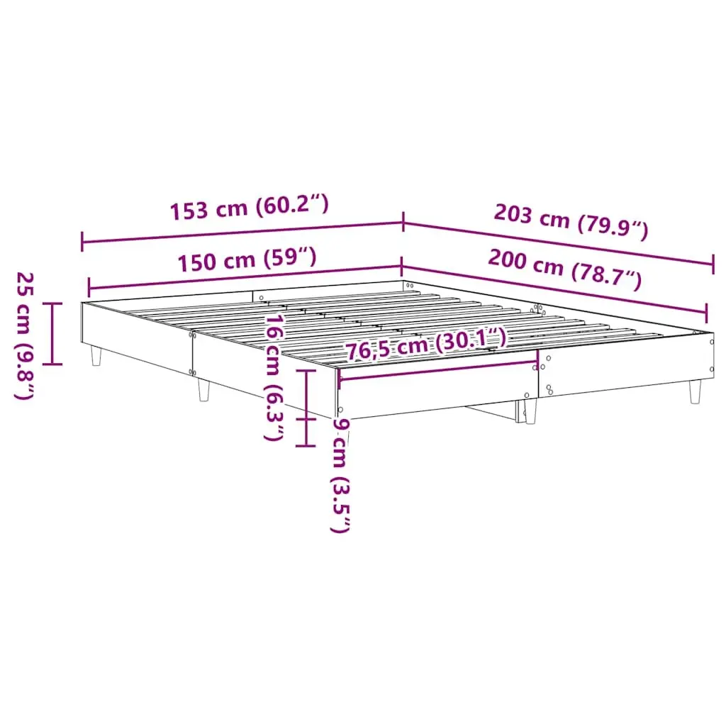Bed Frame Slatted Base White 150x200cm Engineered Wood