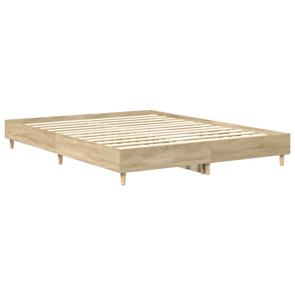 Engineered Wood Bed Frame 150x200 cm Sonoma Oak Slatted Base