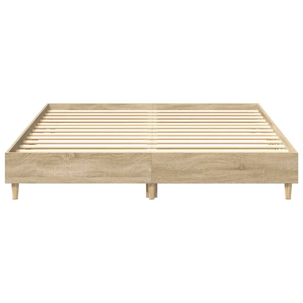Engineered Wood Bed Frame 150x200 cm Sonoma Oak Slatted Base