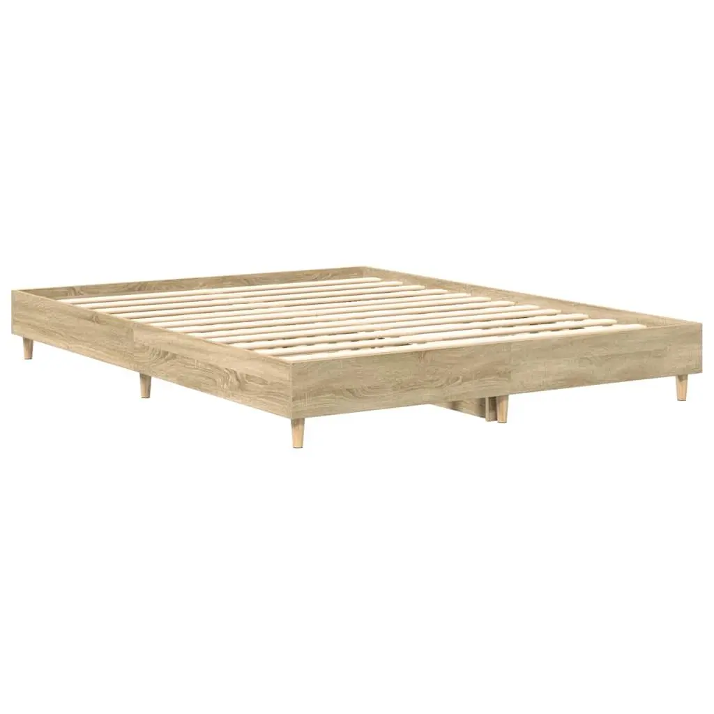 Engineered Wood Bed Frame 150x200 cm Sonoma Oak Slatted Base