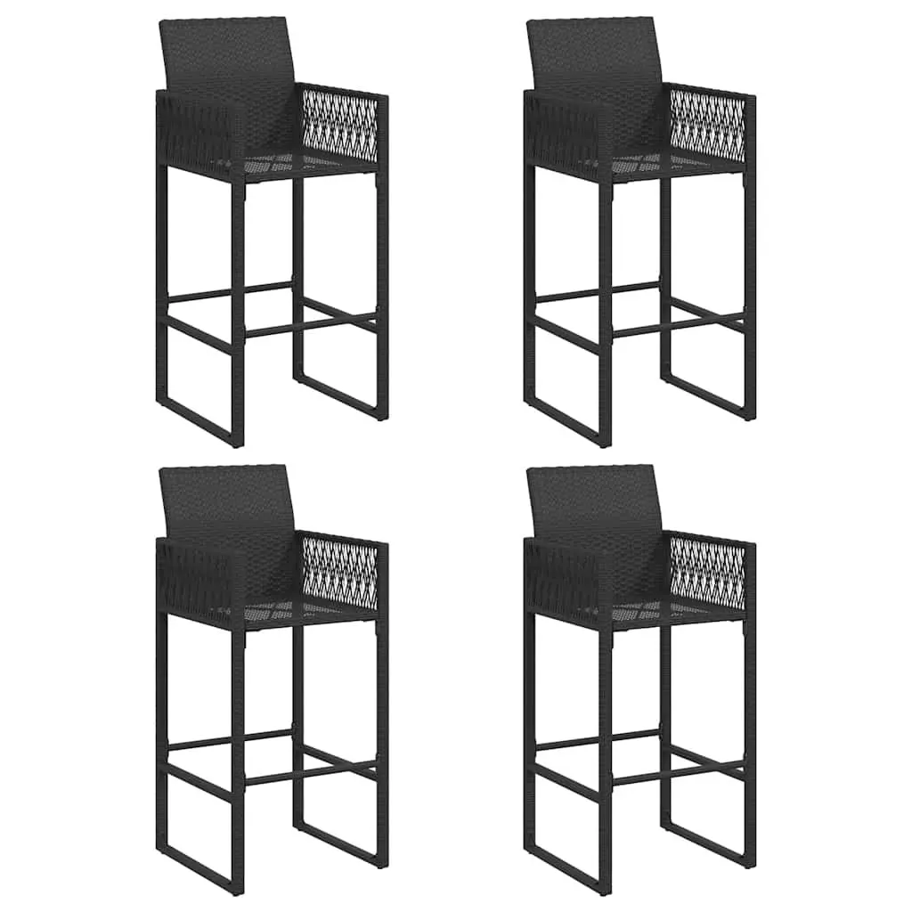 Garden Bar Set 5 Piece Outdoor Patio Furniture Black Poly Rattan with Bar Stools