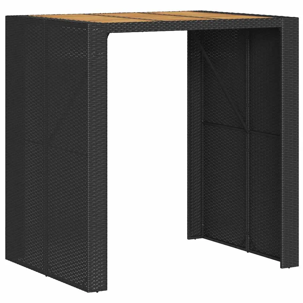5 Piece Garden Bar Set Black Weather-resistant PE Rattan Outdoor Furniture with Cushions