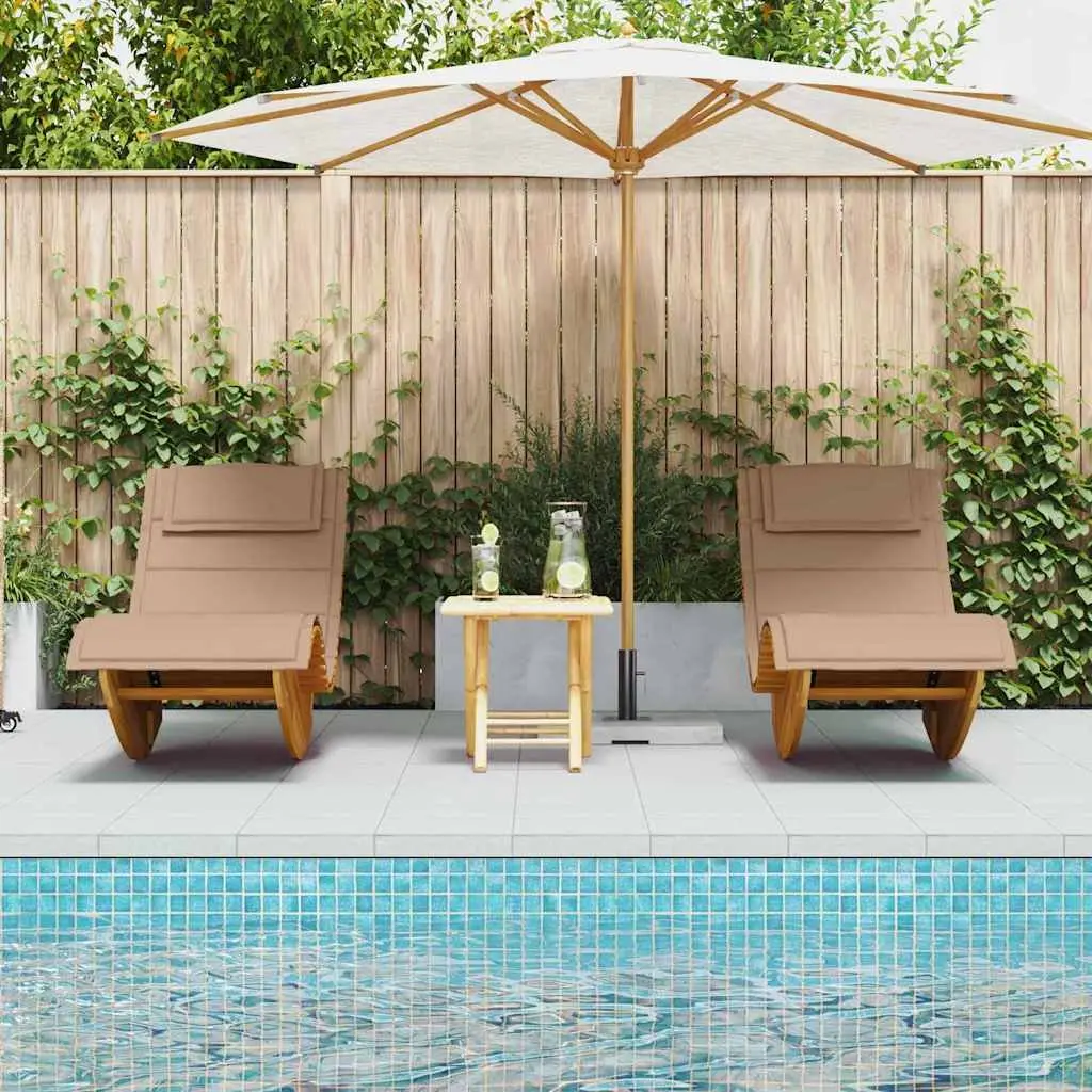 Sun Lounger Set Modern Acacia Wood 2pcs Brown