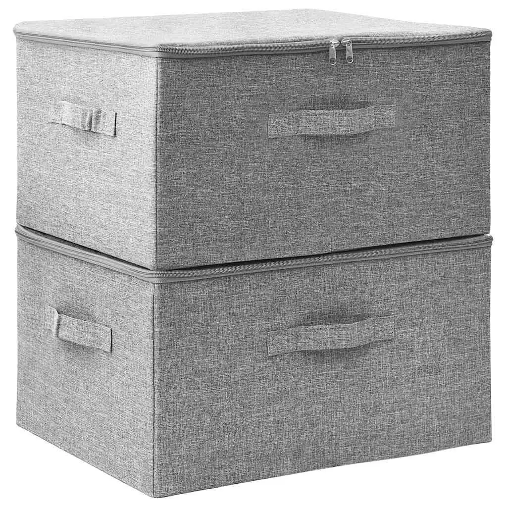 Foldable Fabric Storage Boxes Grey 43x34x23 cm 2 Piece