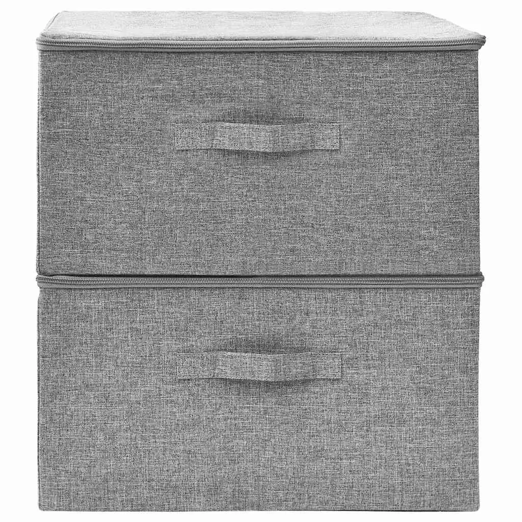 Foldable Fabric Storage Boxes Grey 43x34x23 cm 2 Piece