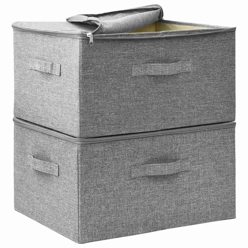 Foldable Fabric Storage Boxes Grey 43x34x23 cm 2 Piece