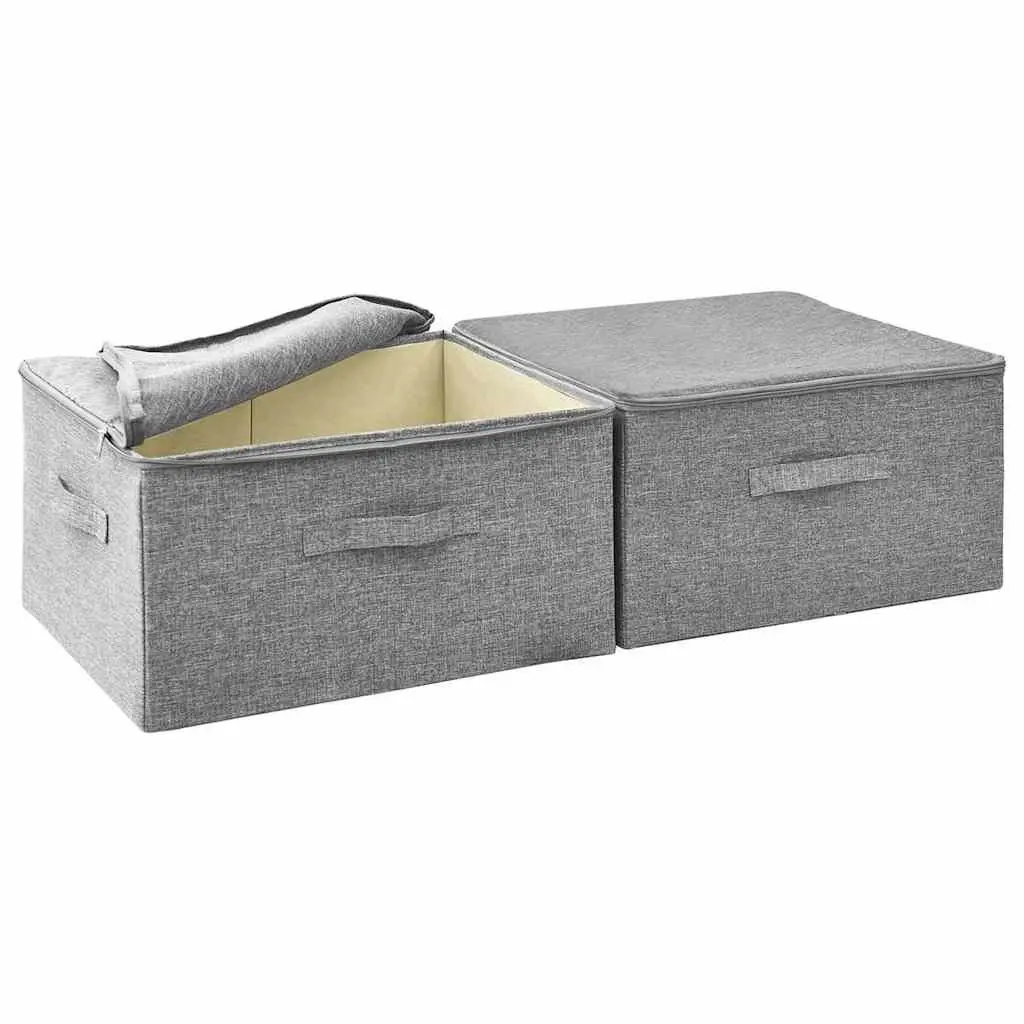 Foldable Fabric Storage Boxes Grey 43x34x23 cm 2 Piece