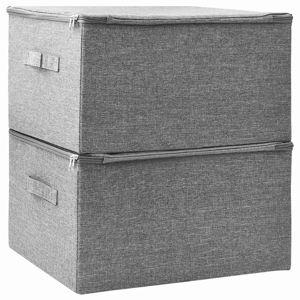 Foldable Fabric Storage Boxes Grey 43x34x23 cm 2 Piece