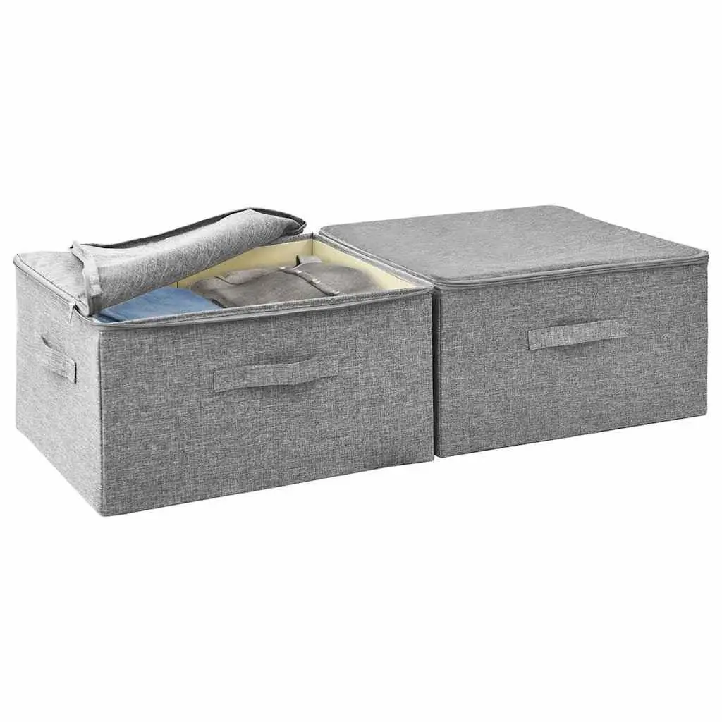 Foldable Fabric Storage Boxes Grey 43x34x23 cm 2 Piece