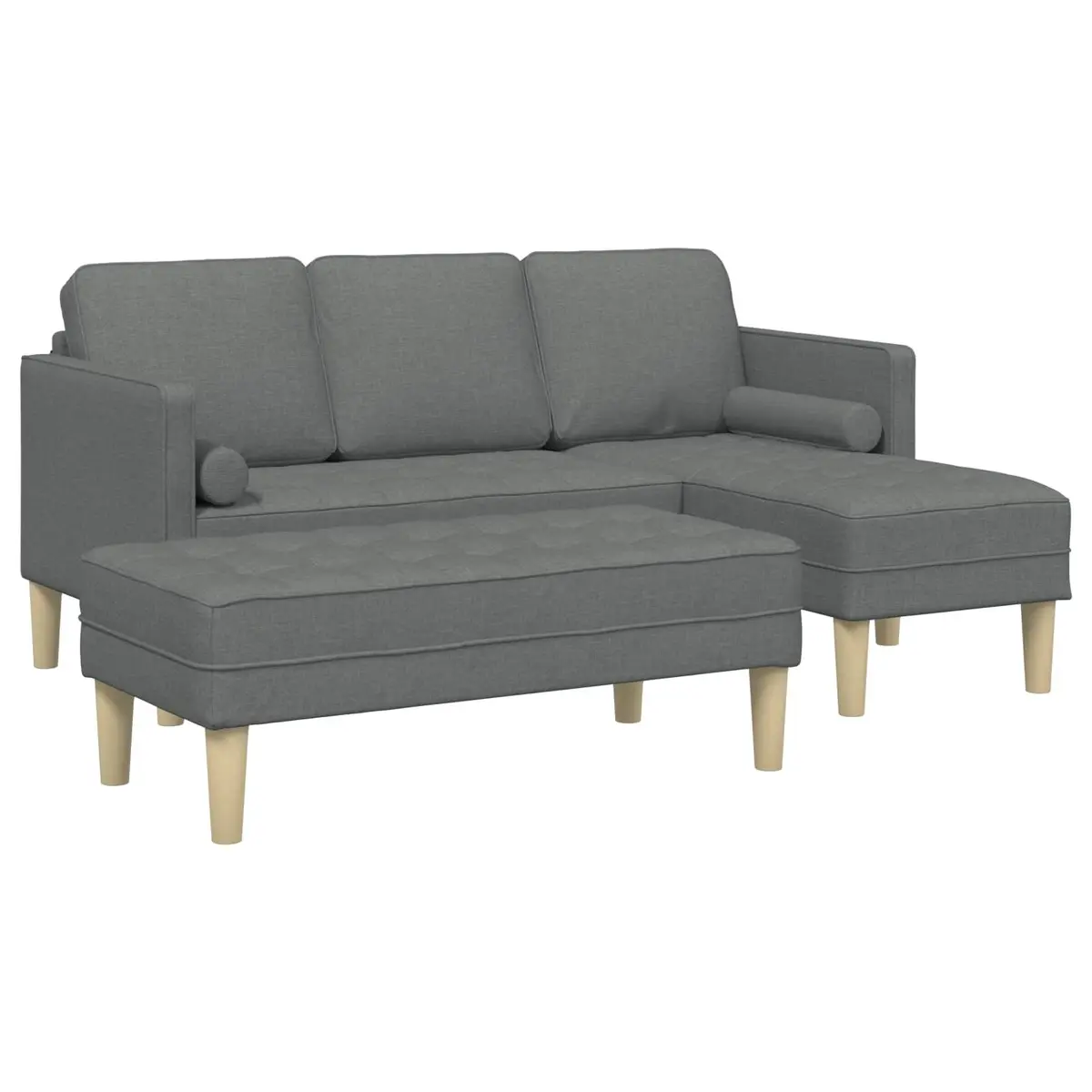 Modular Sofa Set Grey Polyester 2 Pieces