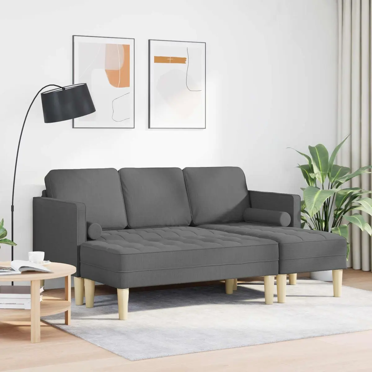 Modular Sofa Set Grey Polyester 2 Pieces