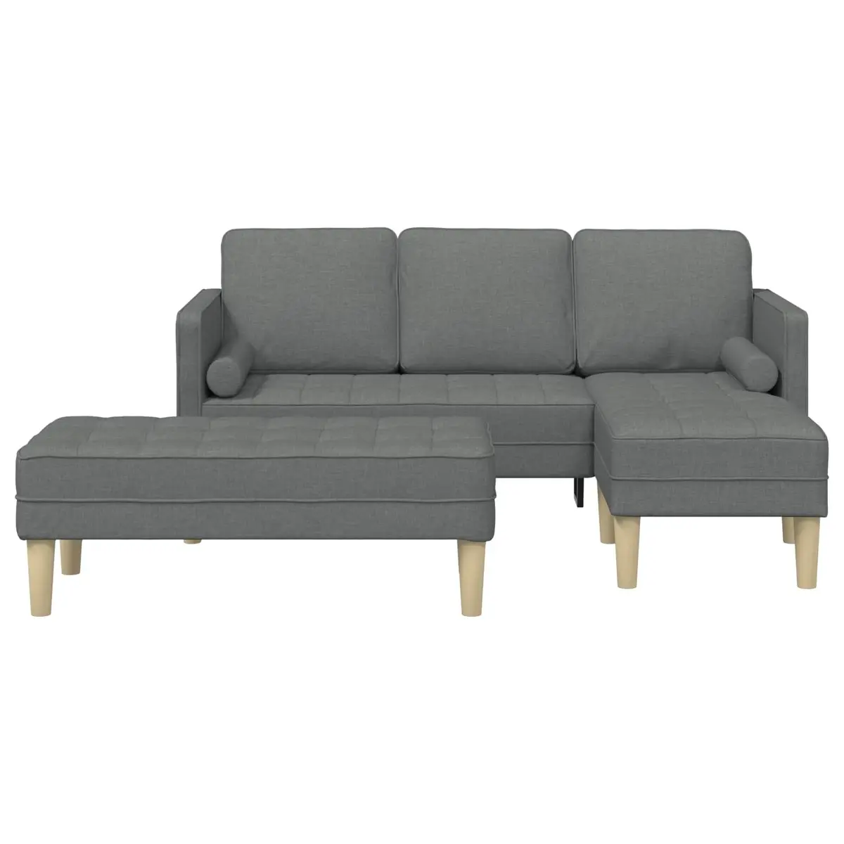 Modular Sofa Set Grey Polyester 2 Pieces