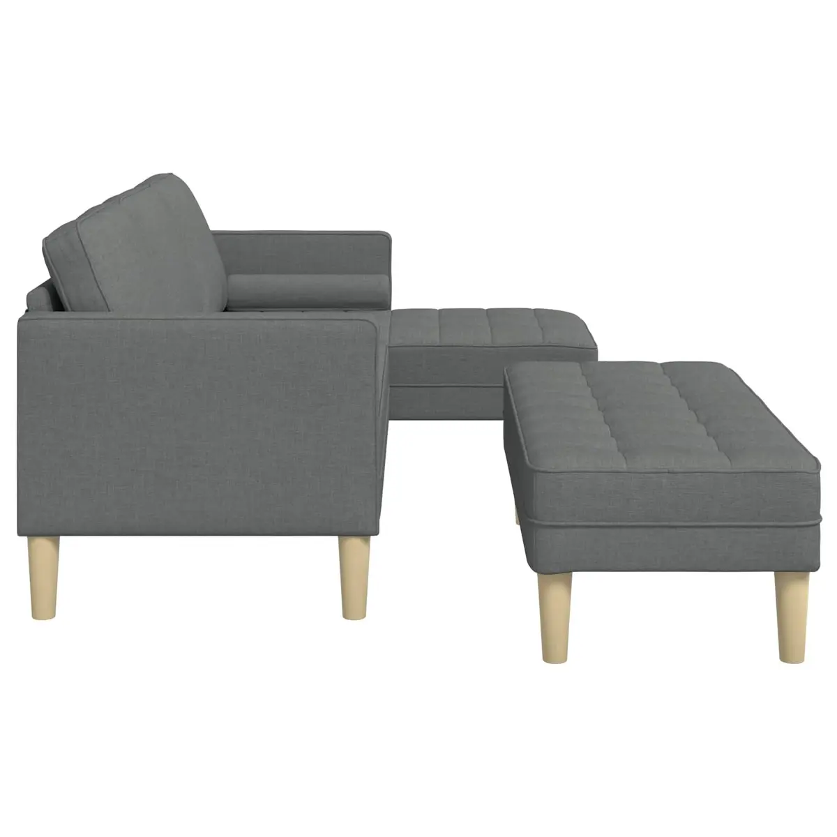 Modular Sofa Set Grey Polyester 2 Pieces
