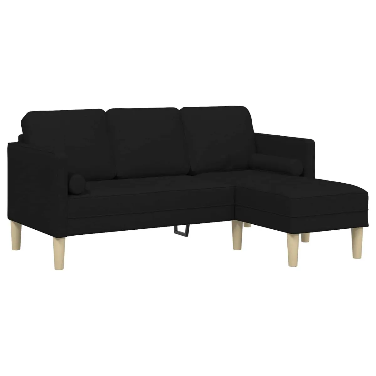 Modern Modular Sofa Set 2 Pieces Black Polyester Flat Armrests Contemporary