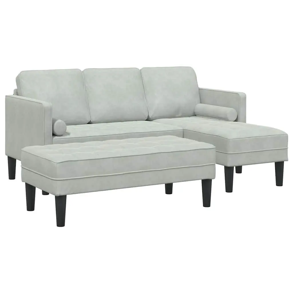 Sofa Set Modular Light Grey Polyester 2 pcs