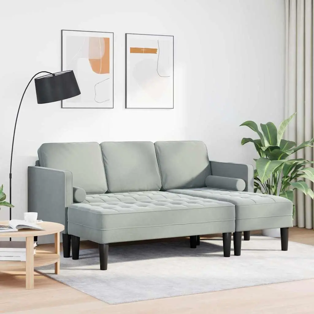 Sofa Set Modular Light Grey Polyester 2 pcs