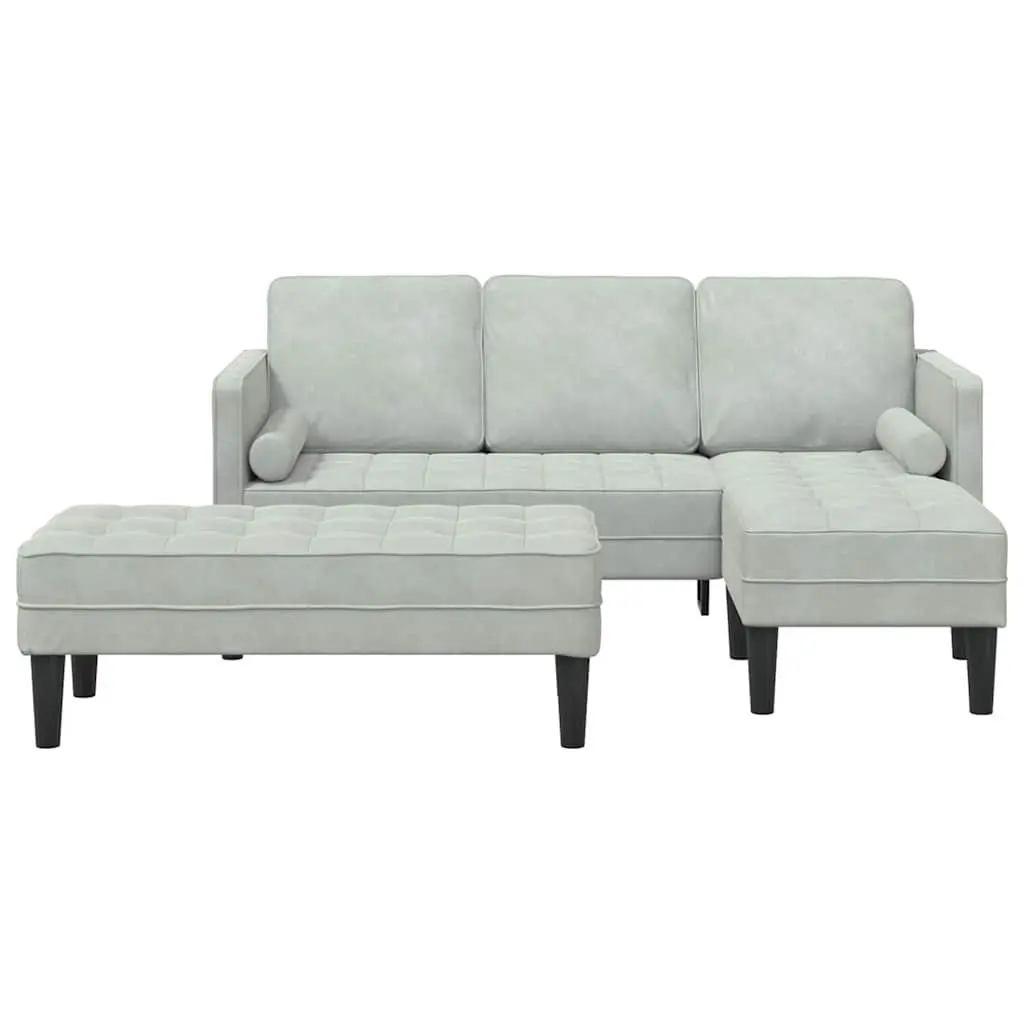 Sofa Set Modular Light Grey Polyester 2 pcs