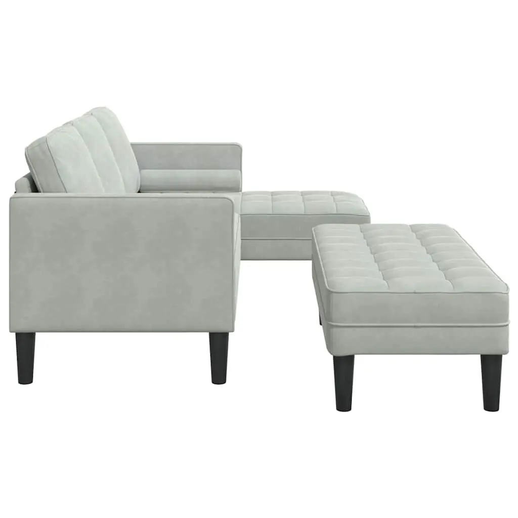 Sofa Set Modular Light Grey Polyester 2 pcs