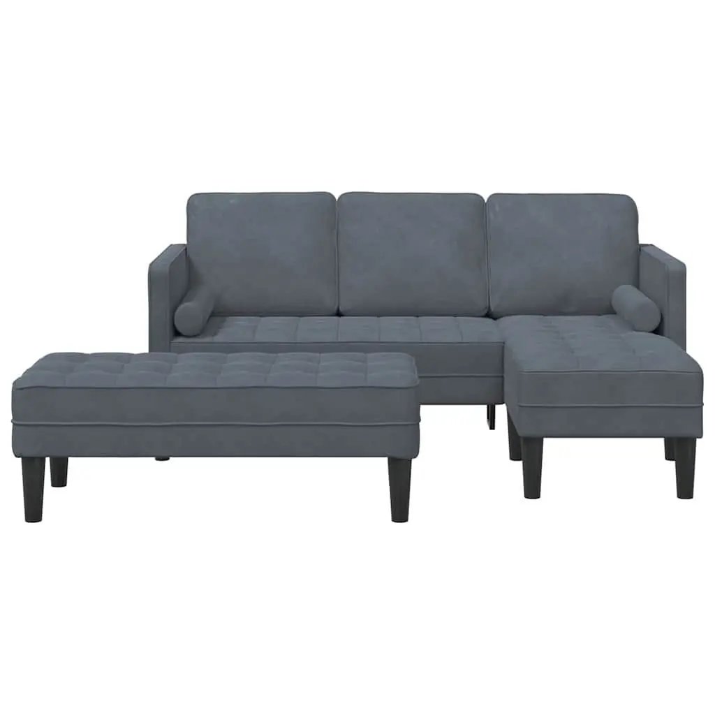 Modular Sofa Set 2-Piece Grey Polyester Modern Living Room Furniture