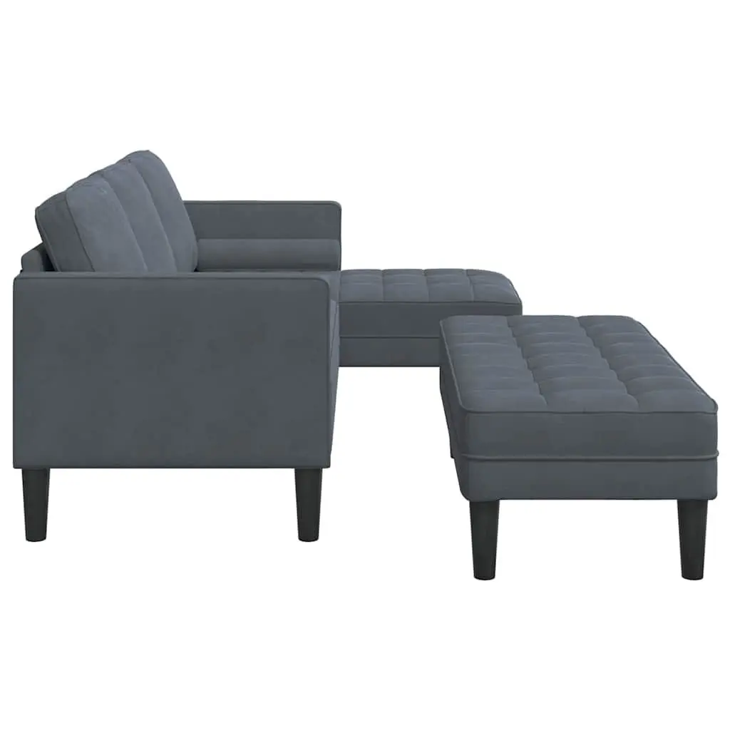 Modular Sofa Set 2-Piece Grey Polyester Modern Living Room Furniture