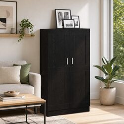 Sleek Black Oak Book Cabinet with Easy Access Design