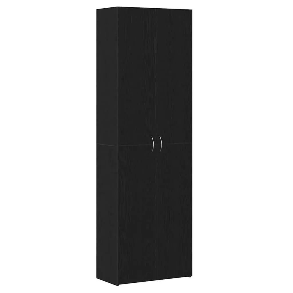 Office Filing Cabinet Black Engineered Wood Hinge Door 60 x 32 x 190 cm