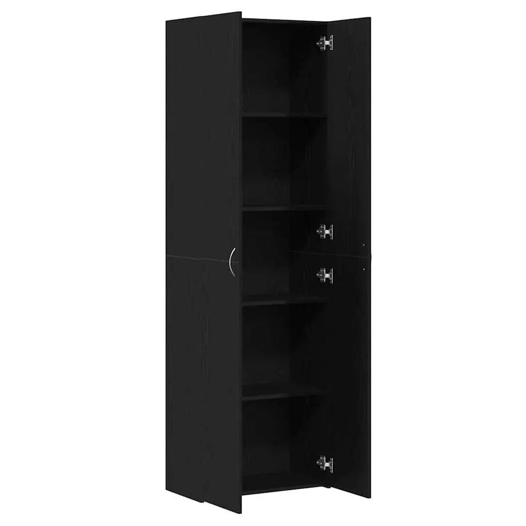 Office Filing Cabinet Black Engineered Wood Hinge Door 60 x 32 x 190 cm