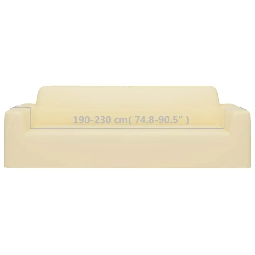 3-Seater Stretch Couch Slipcover Cream Polyester Jersey
