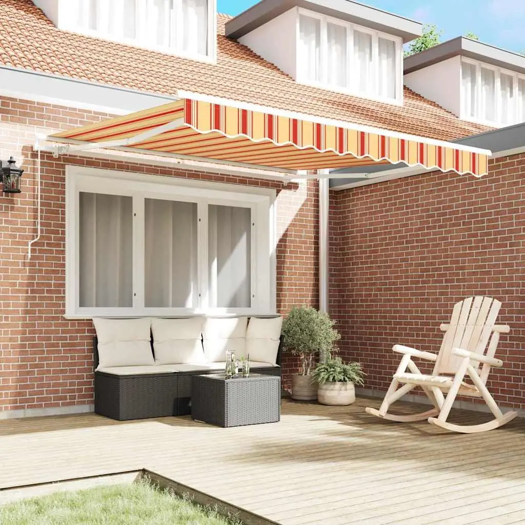 Retractable Awning Yellow Manual Crank 300 x 250 cm Outdoor Garden Patio Shade