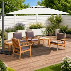 Outdoor Garden Sofa Set 6 Pieces Brown Wood Patio Furniture Lounge Seating