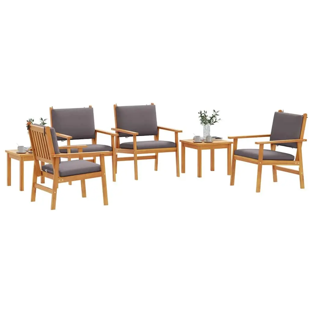 Outdoor Garden Sofa Set 6 Pieces Brown Wood Patio Furniture Lounge Seating