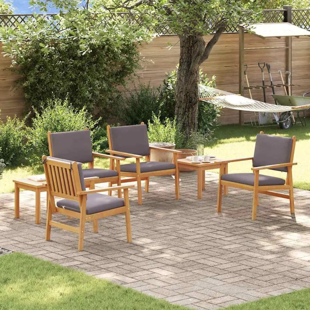 Outdoor Garden Sofa Set 6 Pieces Brown Wood Patio Furniture Lounge Seating