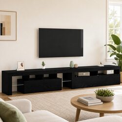 Your Ideal Black Oak TV Cabinet Set with LEDs