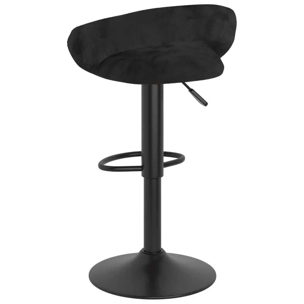 Bar Stools Black Velvet Adjustable Height 2 Piece with Footrest