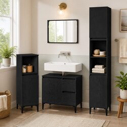Charming Wall-Mounted Black Oak Bathroom Set - 3 Pieces
