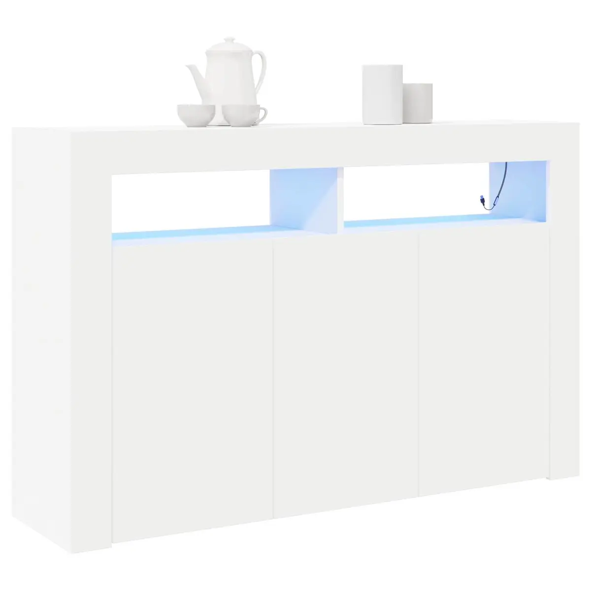 White Sideboard with RGB LED Lights Modern Storage Cabinet Engineered Wood 116 x 30 x 75 cm