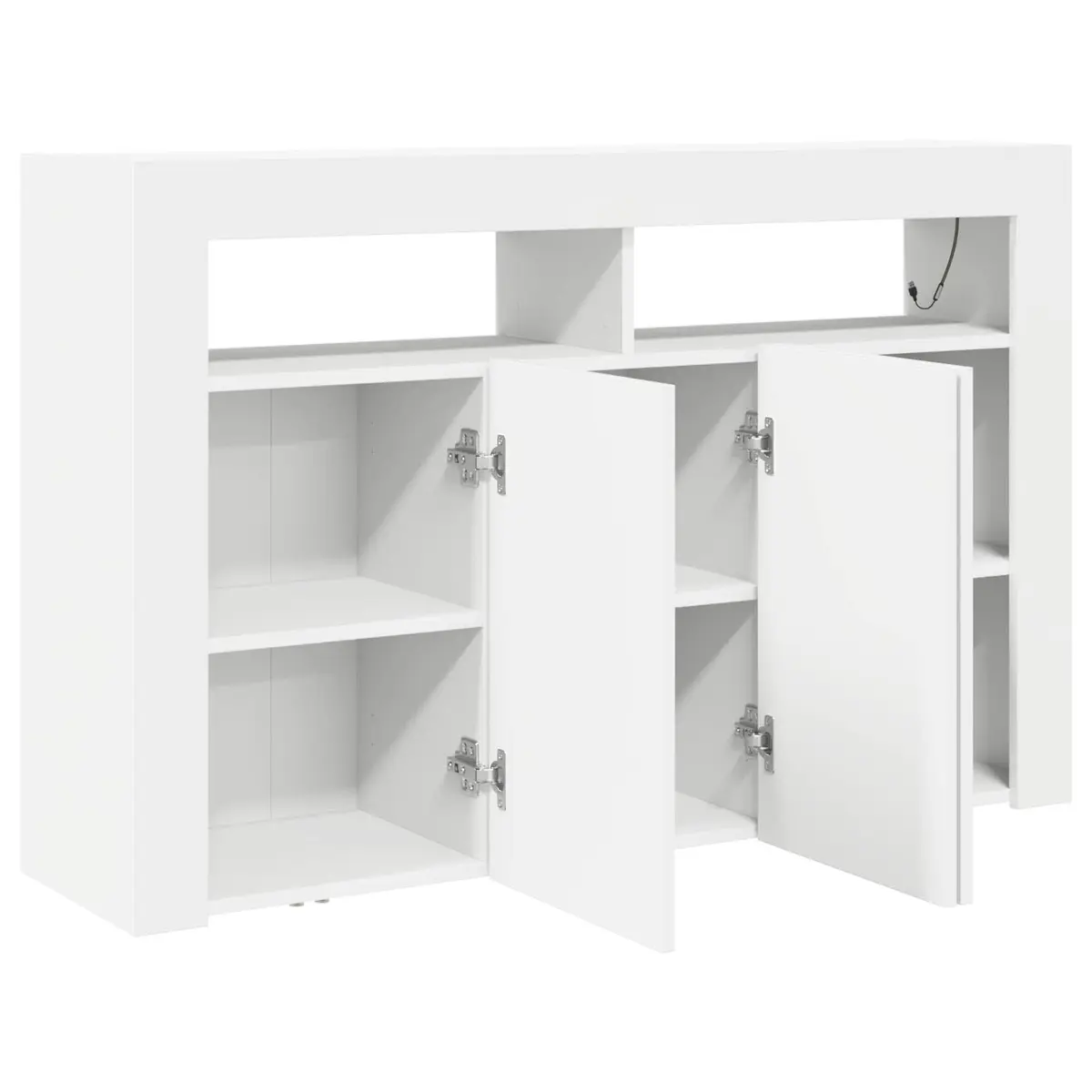 White Sideboard with RGB LED Lights Modern Storage Cabinet Engineered Wood 116 x 30 x 75 cm