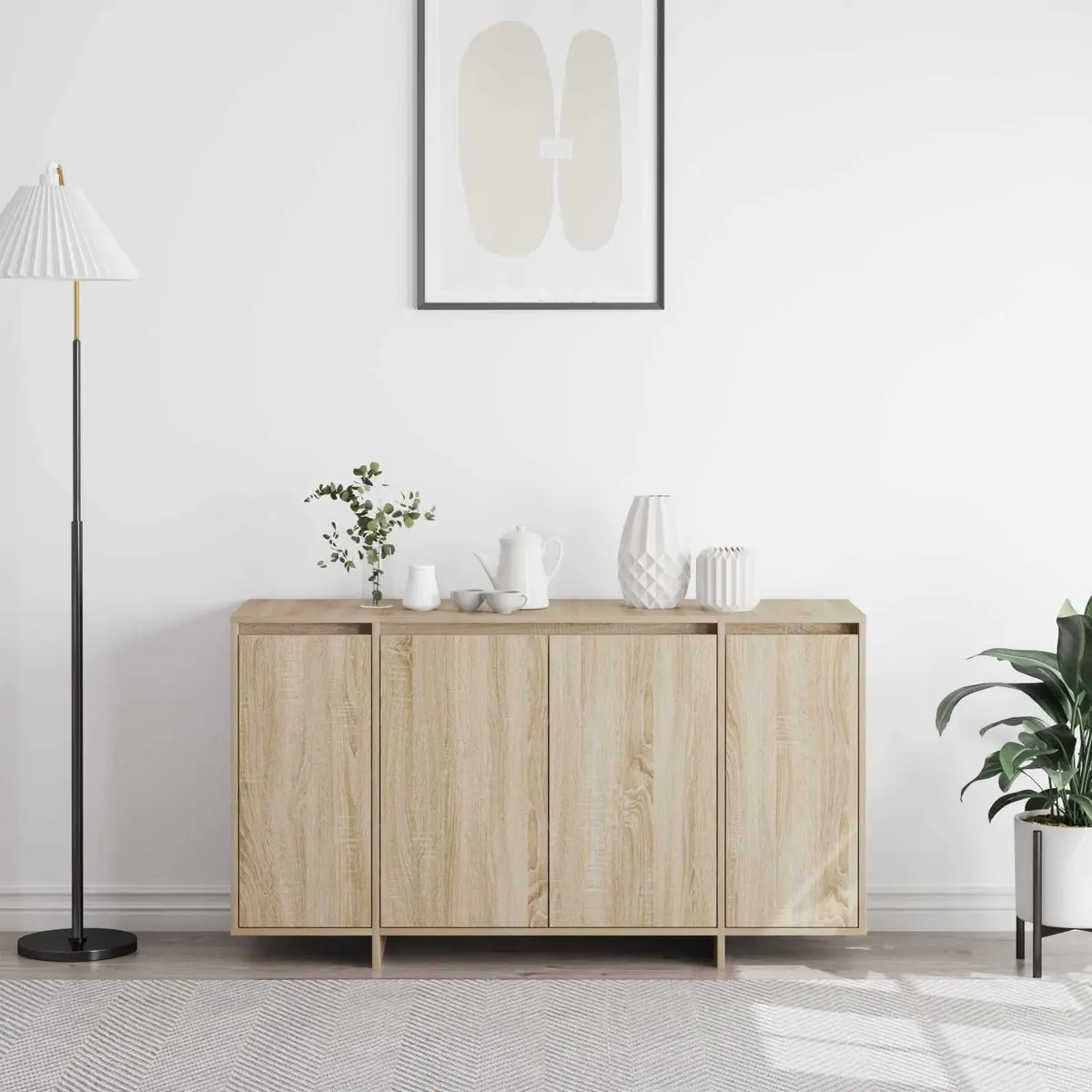 Sideboard Storage Cabinet Sonoma Oak 135cm Modern Living Room Furniture Buffet